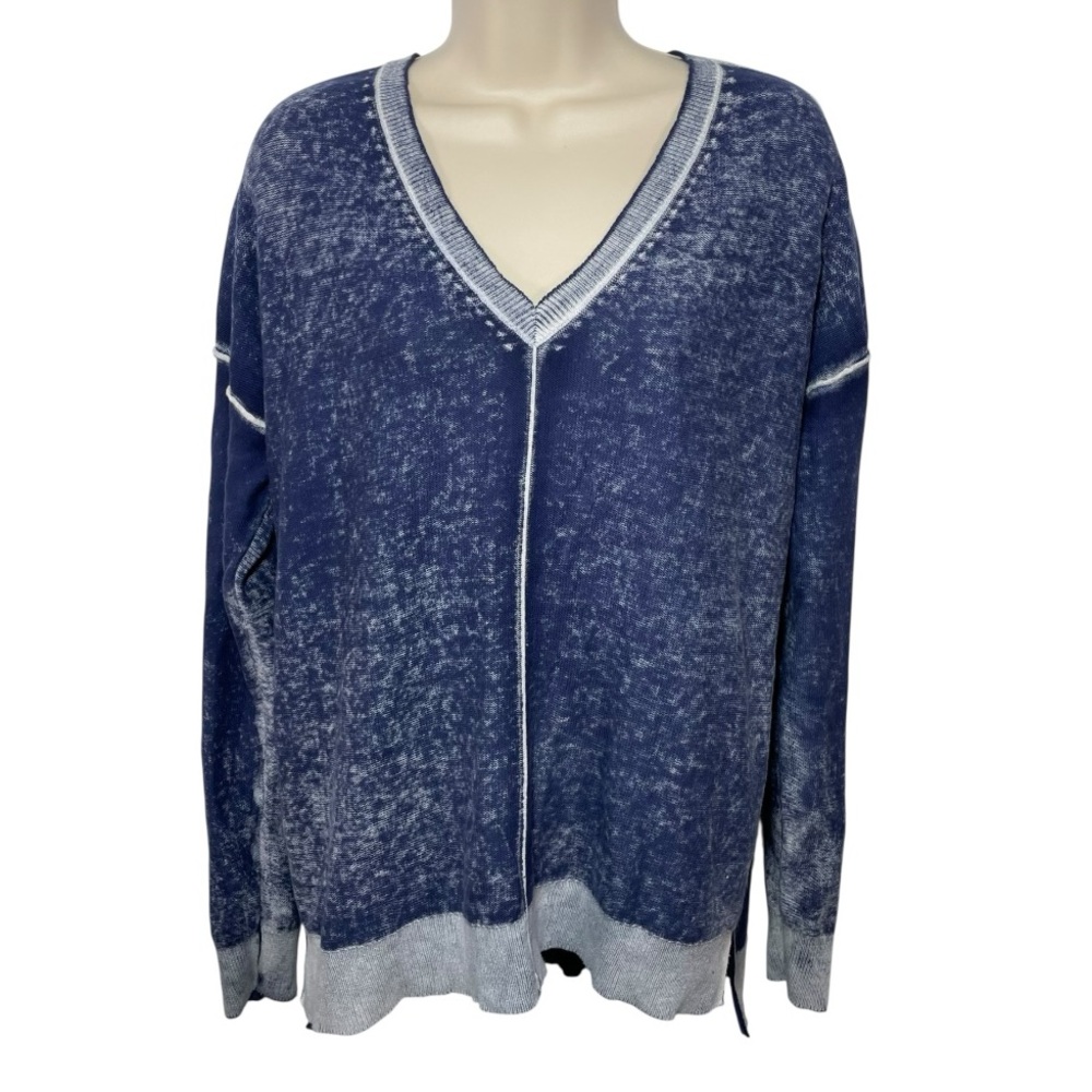 Sundance lightweight V neck sweater factory faded exposed seams CECE Sz S
